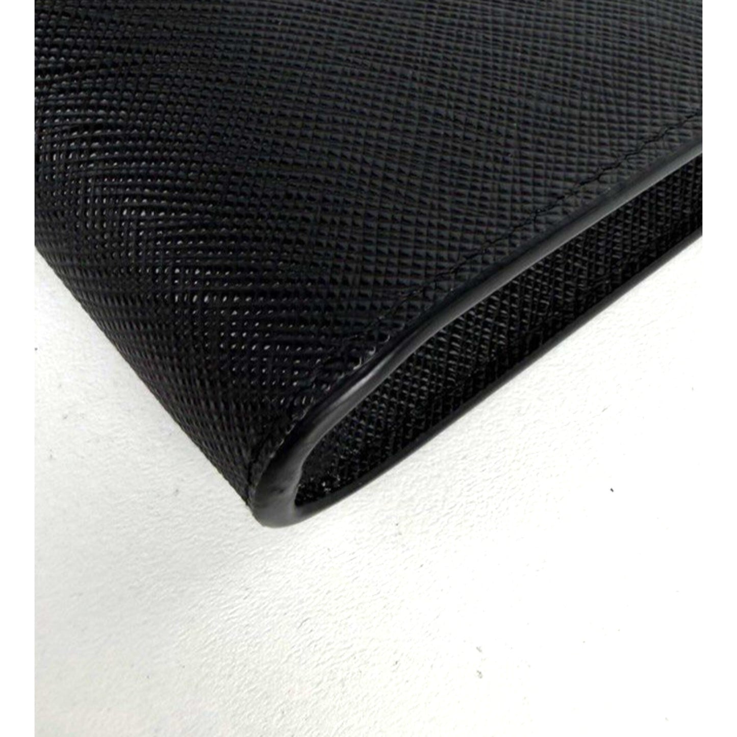 Prada Triangle Logo Plaque Envelope Chain Bag in Black Saffiano Leather NFC S11