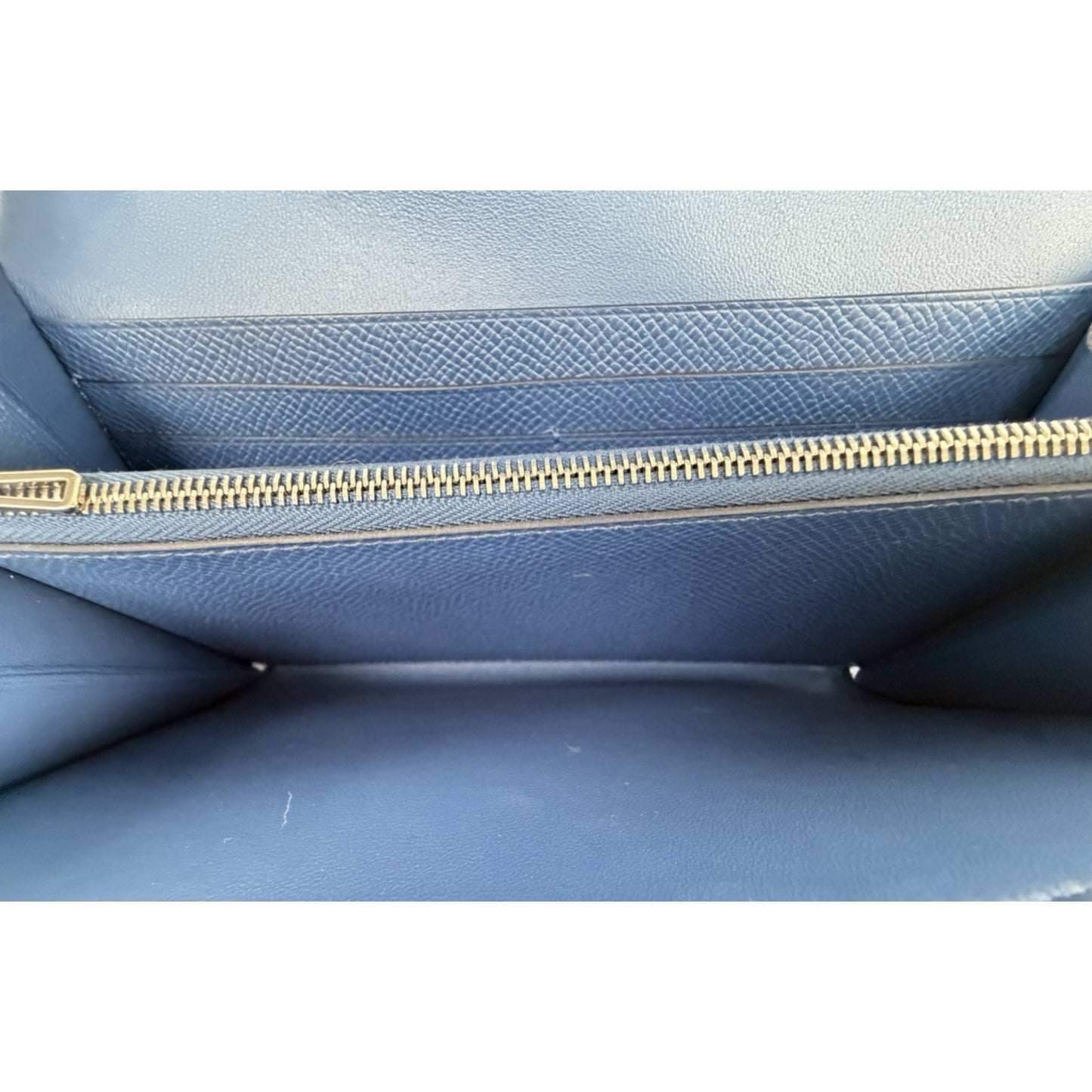 Hermes Constance To Go Long Wallet Bag in Blue Epsom Leather Silver-Tone HW D-6