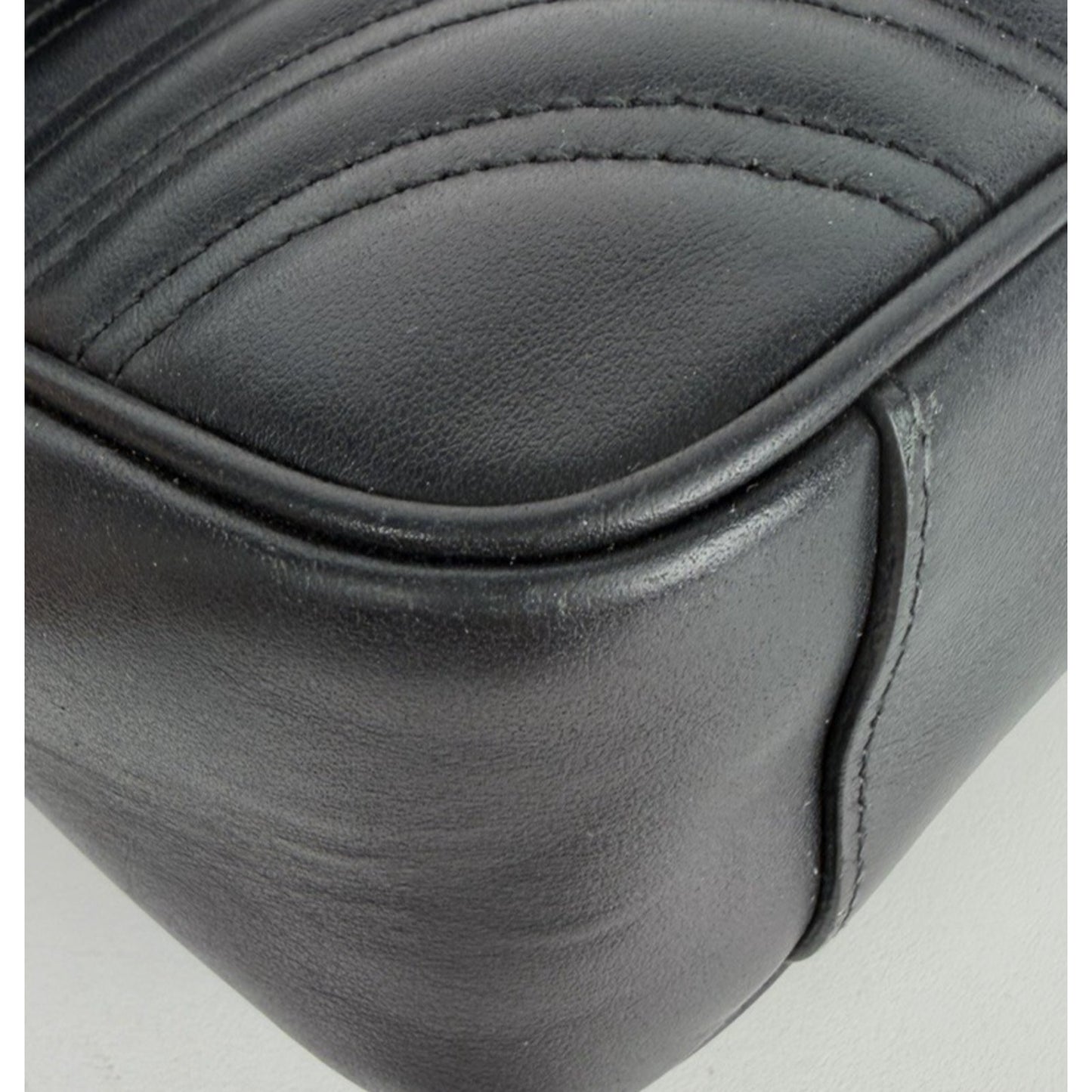 Gucci GG Marmont Matelasse Shoulder Small Bag in Black Quilted Chevron Pattern S