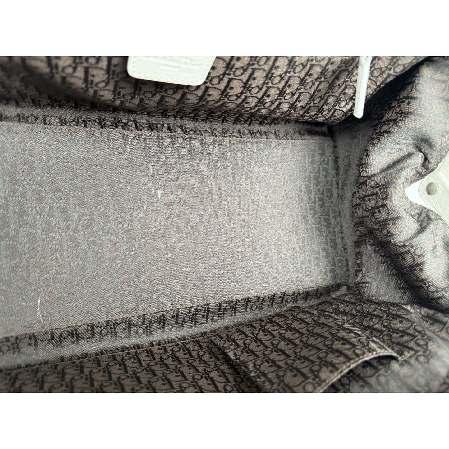 CHRISTIAN DIOR Leather Charm Satchel White