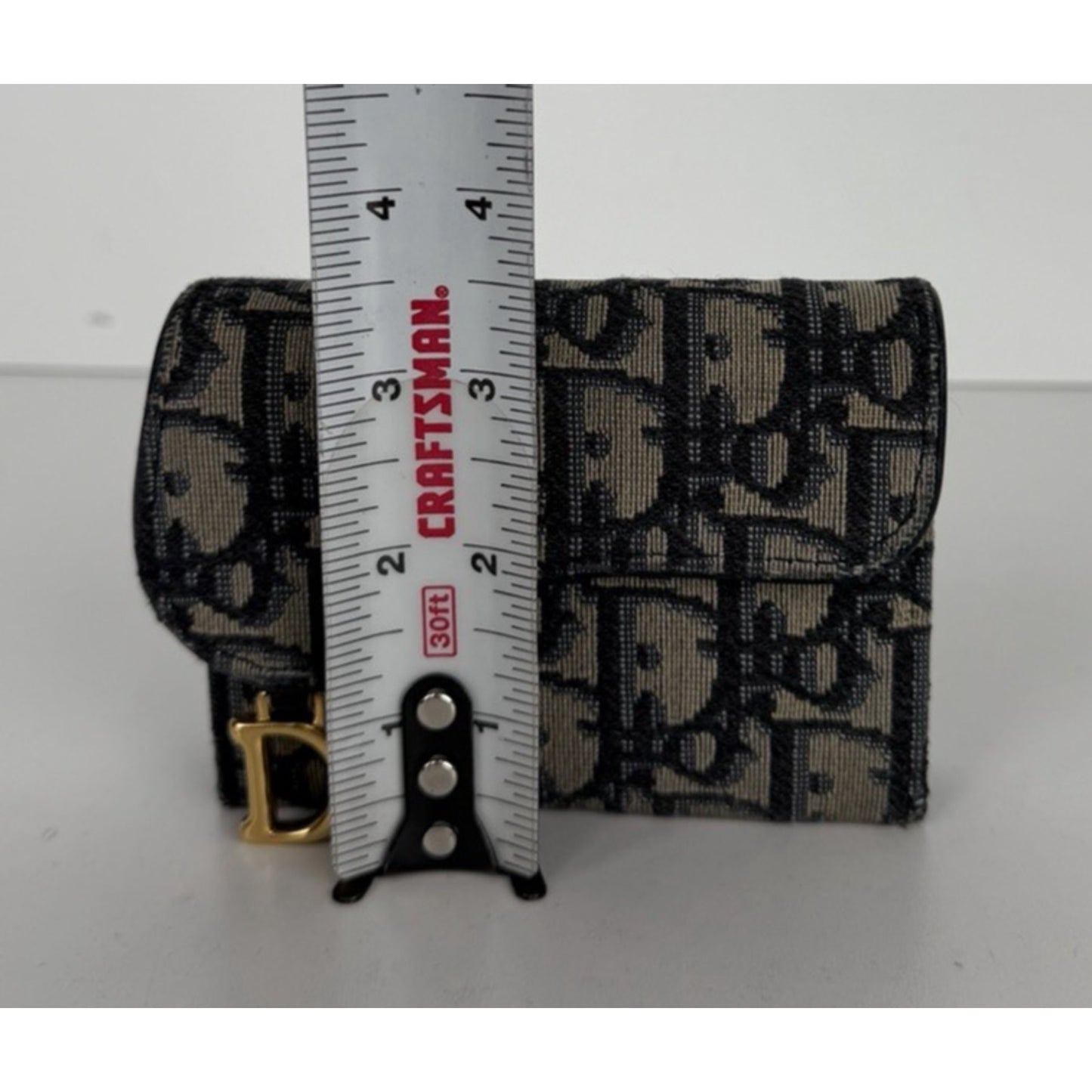 Christian Dior Saddle Lotus Card Holder Wallet in Blue Oblique Jacquard K-3
