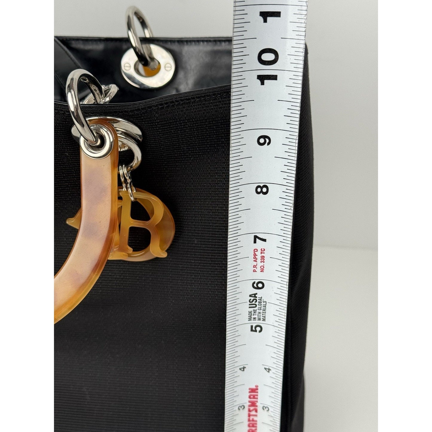 Christian Dior Large Lady Dior Tote in Canvas with Amber Handles