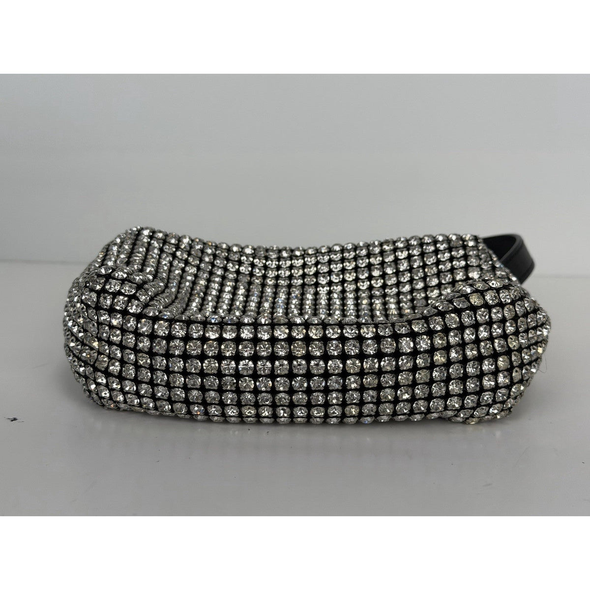 Alexander Wang Crystal Pouch Top Handle Bag in Black Allover Rhinestone Mesh S02