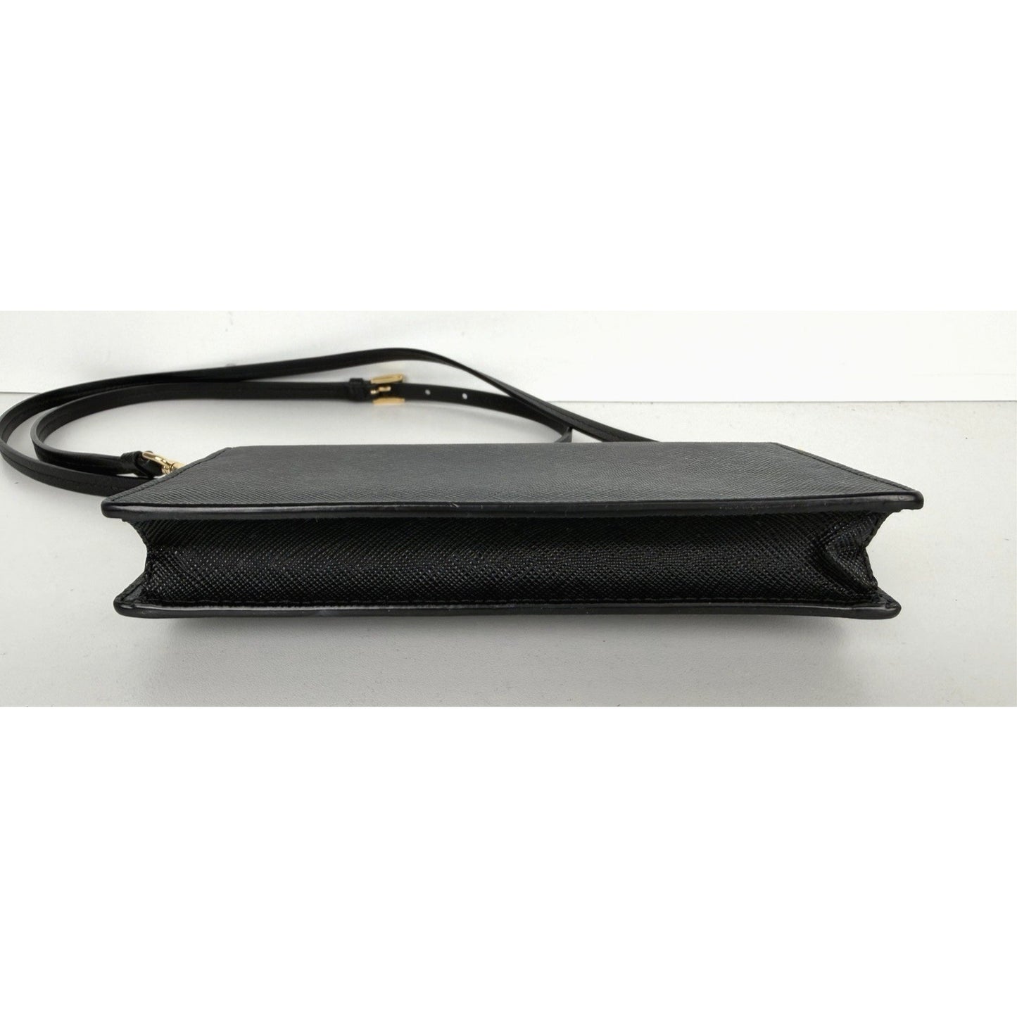 Prada Mini Signature Logo Crossbody Bag in Black Saffiano Leather S10