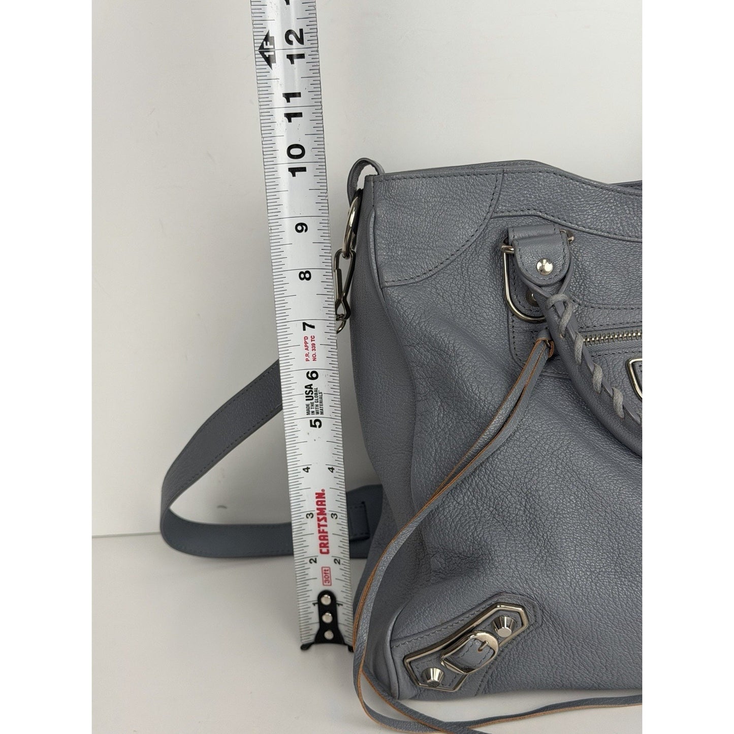 Balenciaga Motocross Classic City Shoulder Bag Medium in Grey Leather S