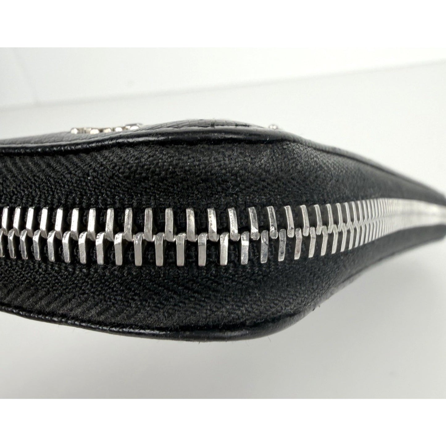 Prada Long Wallet Zip-Around in Black Saffiano Leather Silver-Tone Hardware