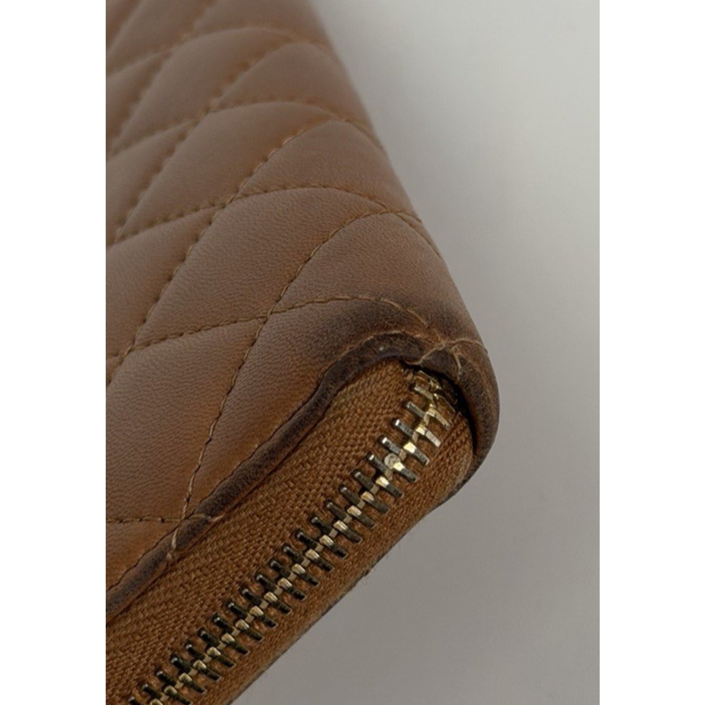 Chanel Timeless Quilted Leather Zip Around Wallet Brown with Gold Hardware