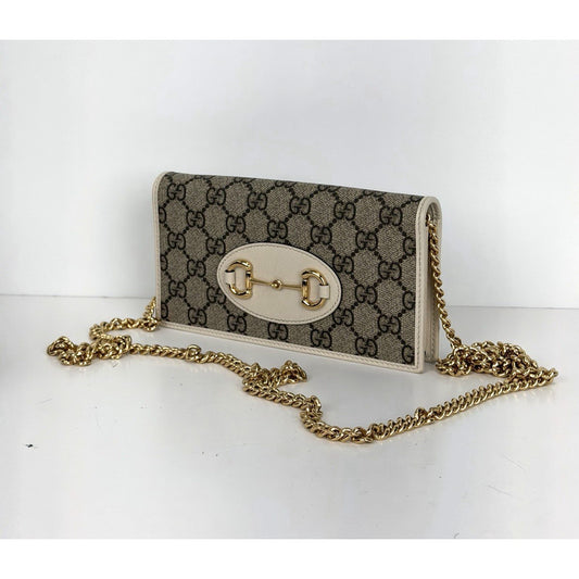Gucci Horsebit 1955 Wallet On Chain Bag in Brown GG Supreme Monogram Canvas S-02