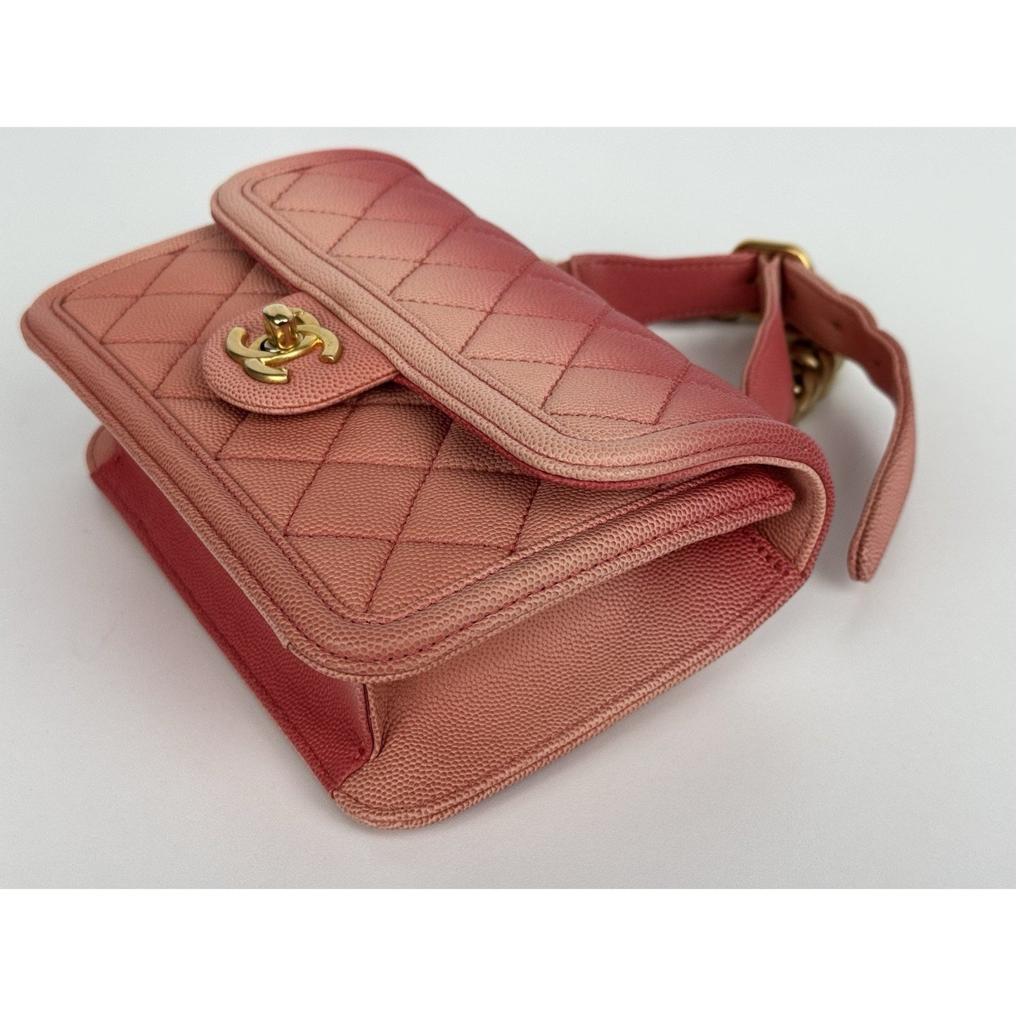 Chanel Caviar Quilted Sunset On The Sea Waist Bag – Coral with Gold Hardware C-1