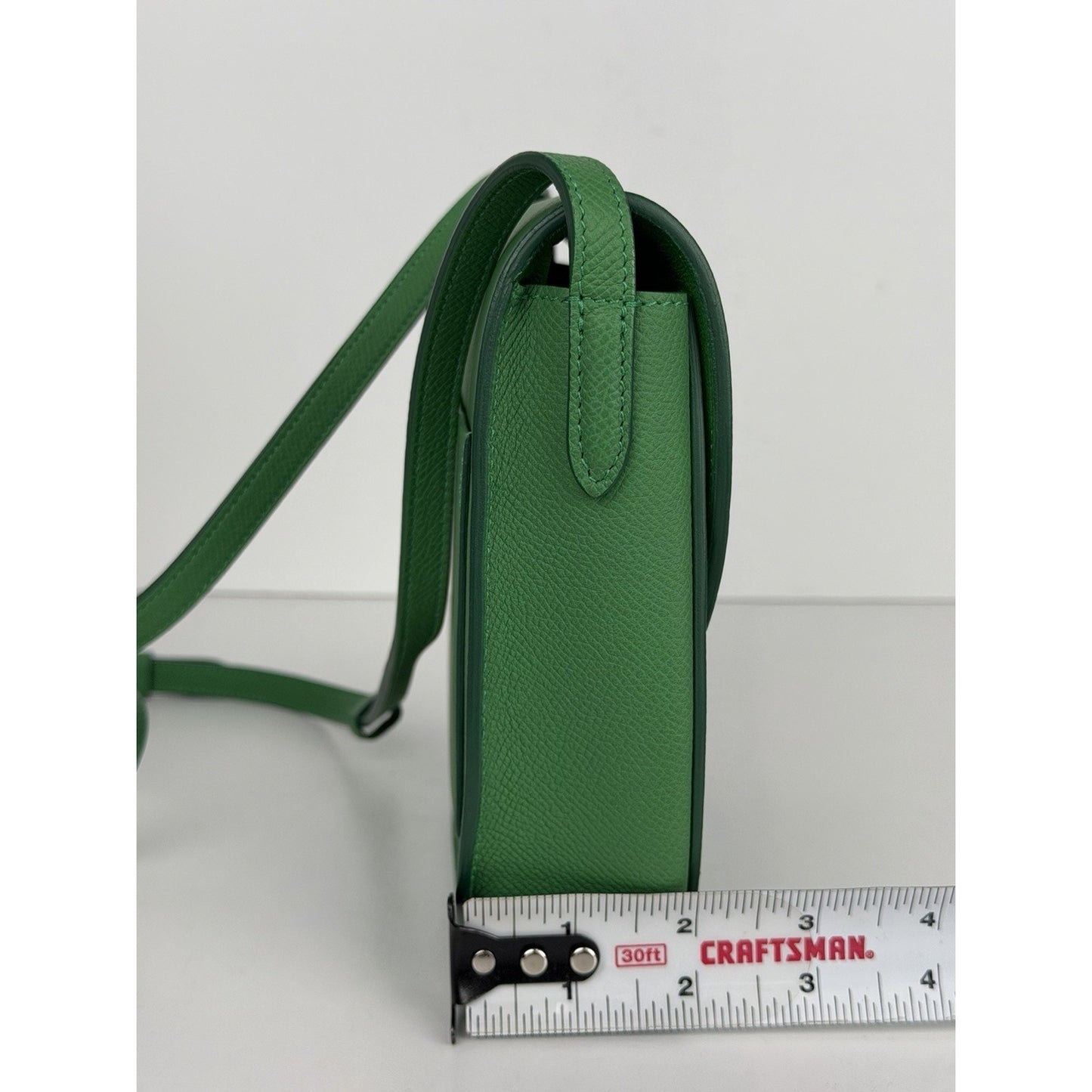 Celine by Phoebe Philo Trotteur Small Crossbody Bag in Grainy Green Leather S-08