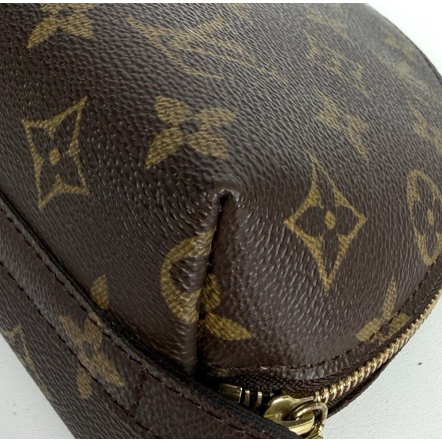 Louis Vuitton Monogram Trousse Demi Ronde Cosmetic Pouch Bag in Brown S07