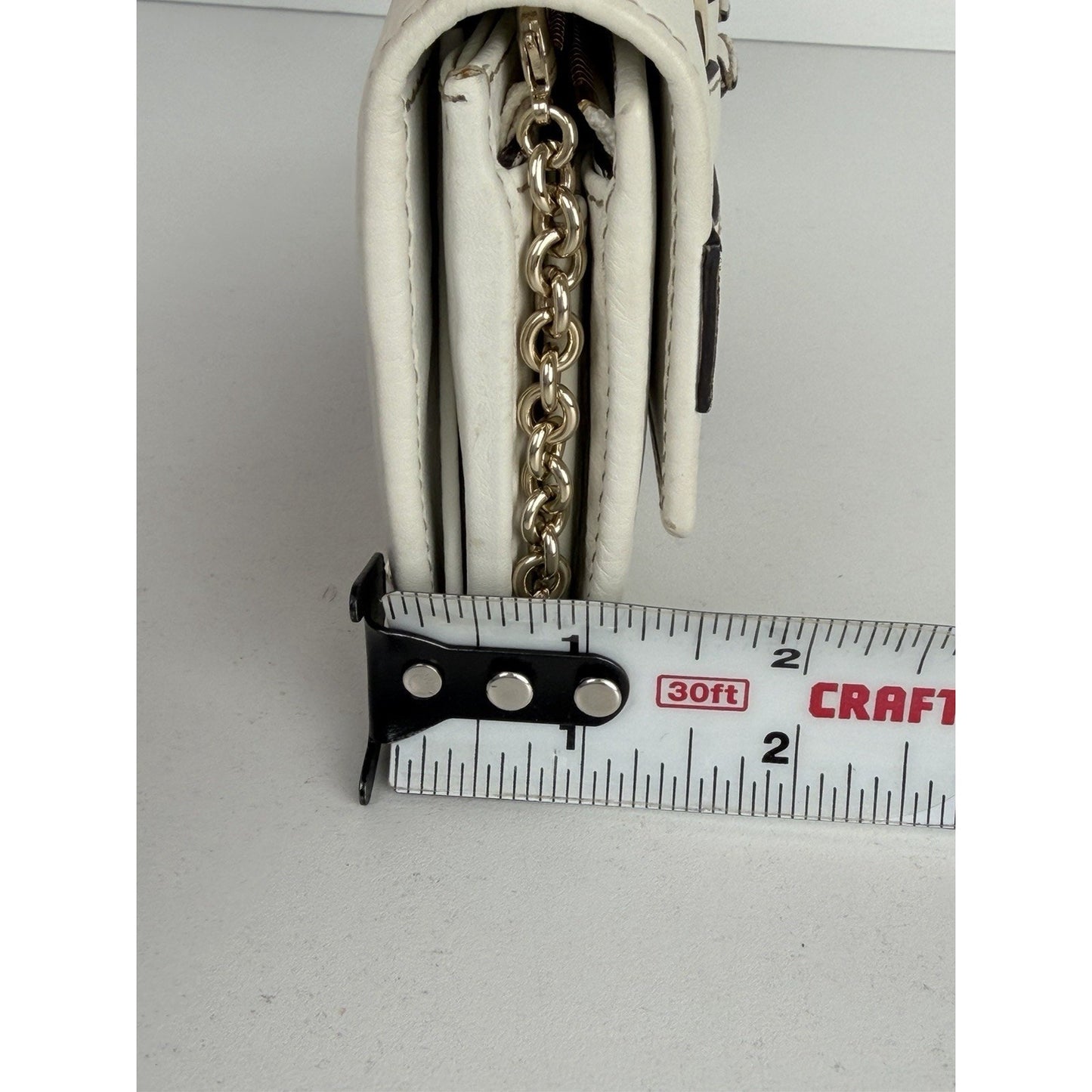 Gucci Horsebit Chain Clutch Web Wallet in White Leather Gold-Tone Hardware
