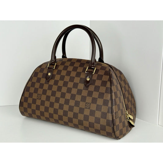 Louis Vuitton Ribera Handbag Damier Ebene Brown Canvas Women's Bag