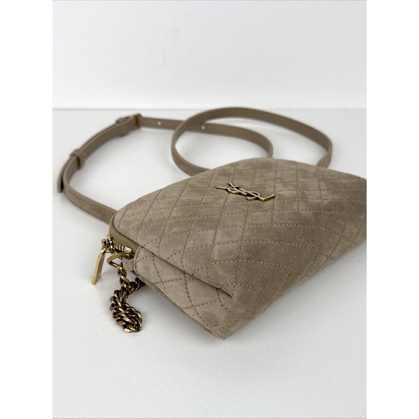 Saint Laurent Gaby Zipped Pouch Suede Women's Crossbody Bag
