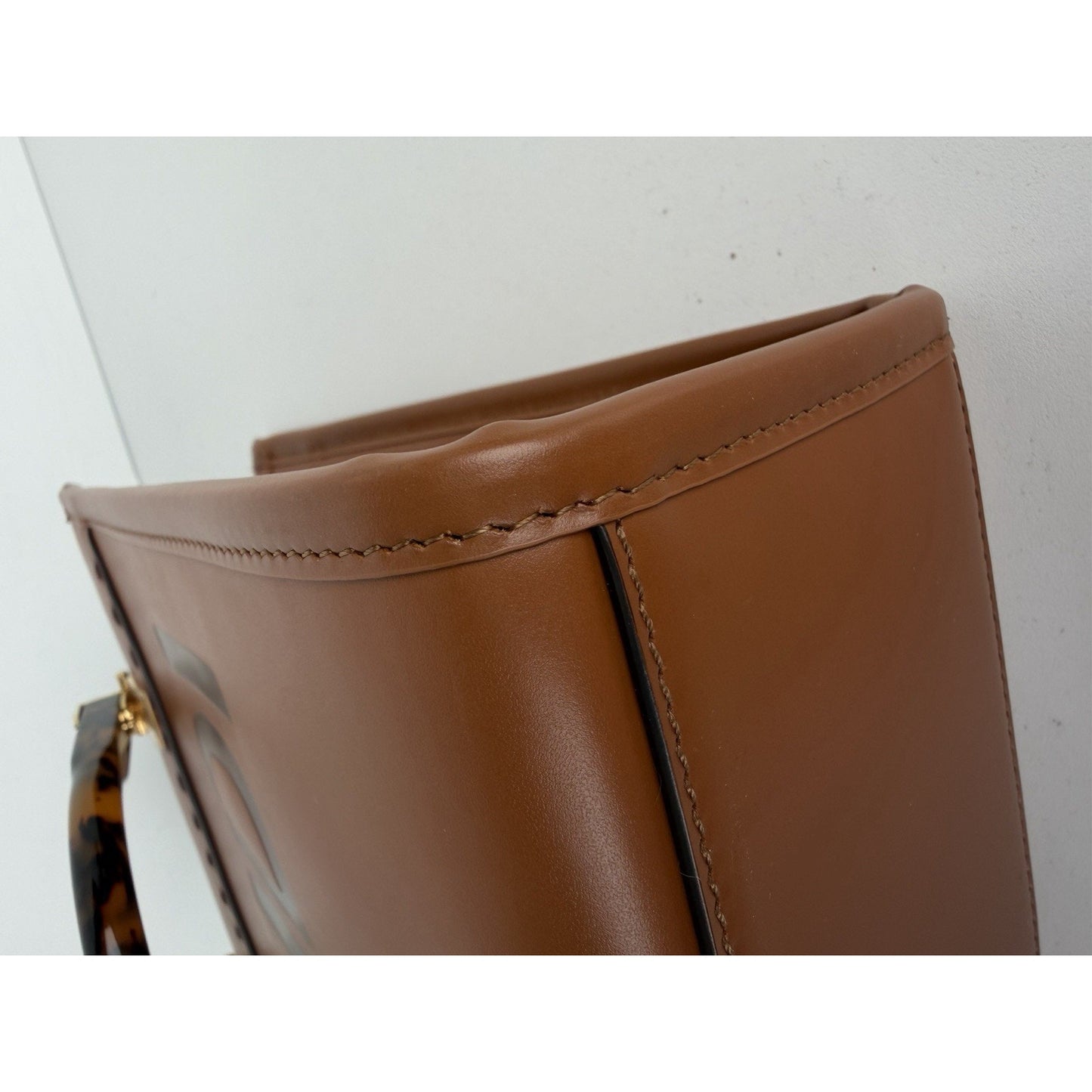 Fendi Sunshine Tote Bag in Brown Leather and Plexiglass Handles B3