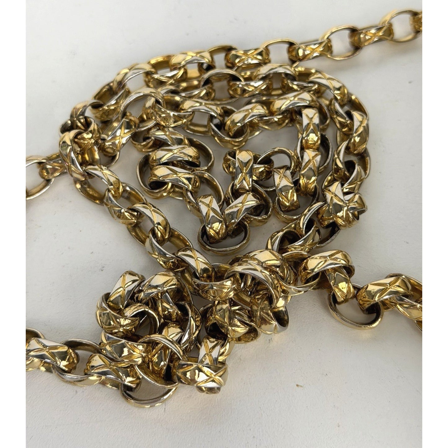 Chanel Vintage Matelasse Turn Lock Chain Shoulder Bag Gold Lambskin 1989-1991