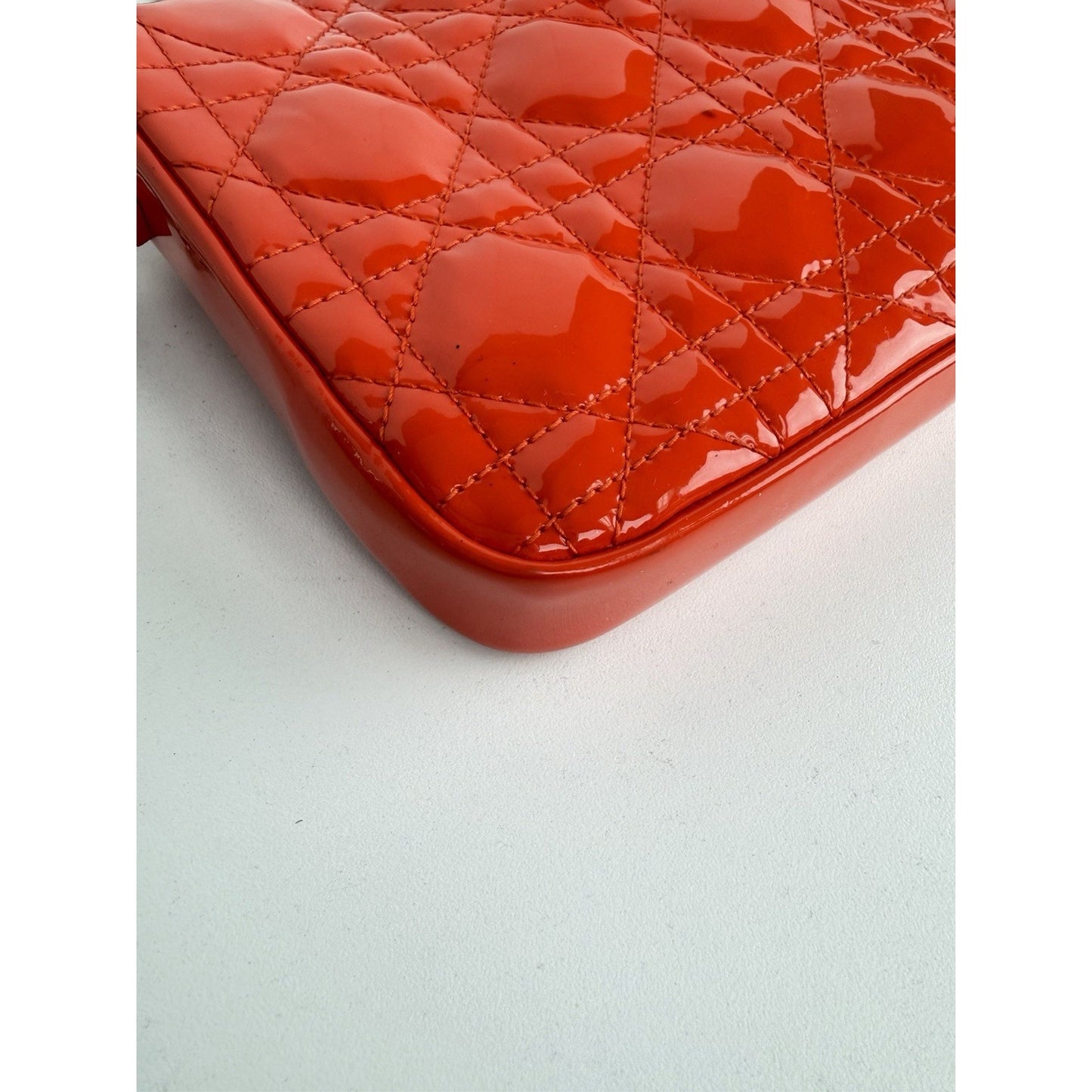 Christian Dior Miss Dior Cannage Patent Leather Wallet on Chain Red S11