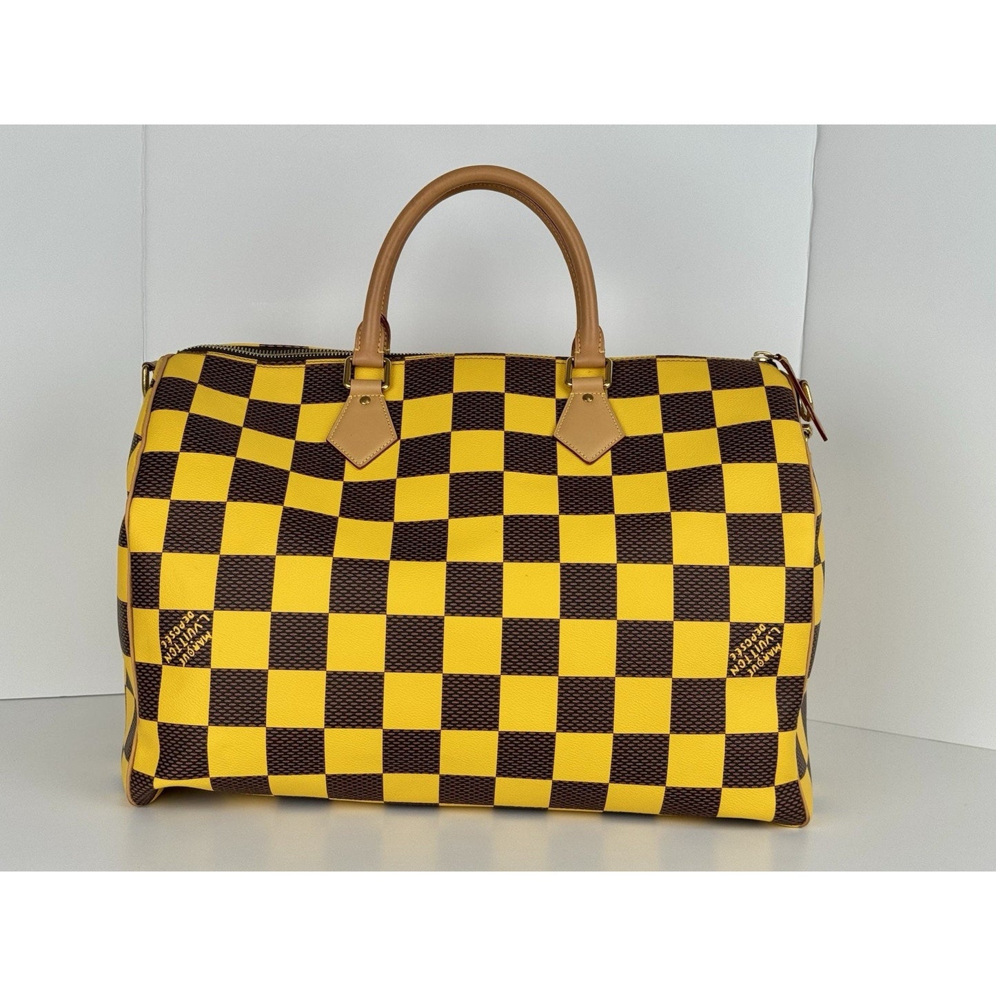 Louis Vuitton Speedy 55 Bandouliere Damier Pop Yellow and Brown Canvas