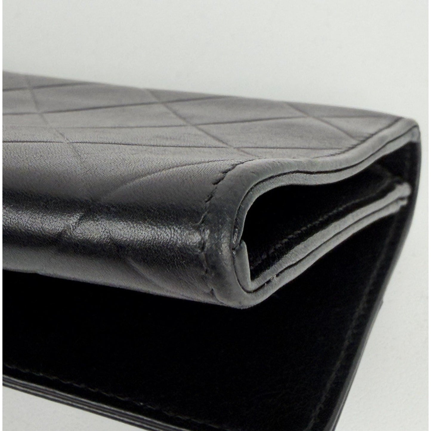 Chanel Embossed Lax Wallet in Black Lambskin Leather Vintage 2005-2006 K2