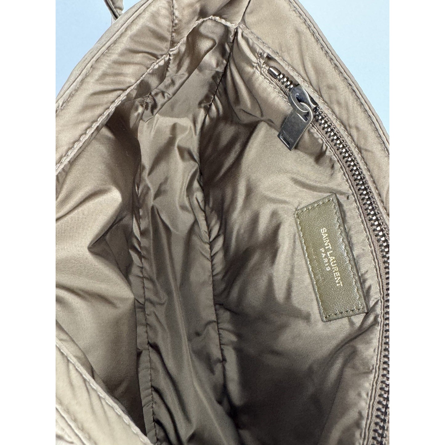 Saint Laurent Le 5 À 7 Hobo Bag Green Econyl Nylon with Bronze Hardware C-6