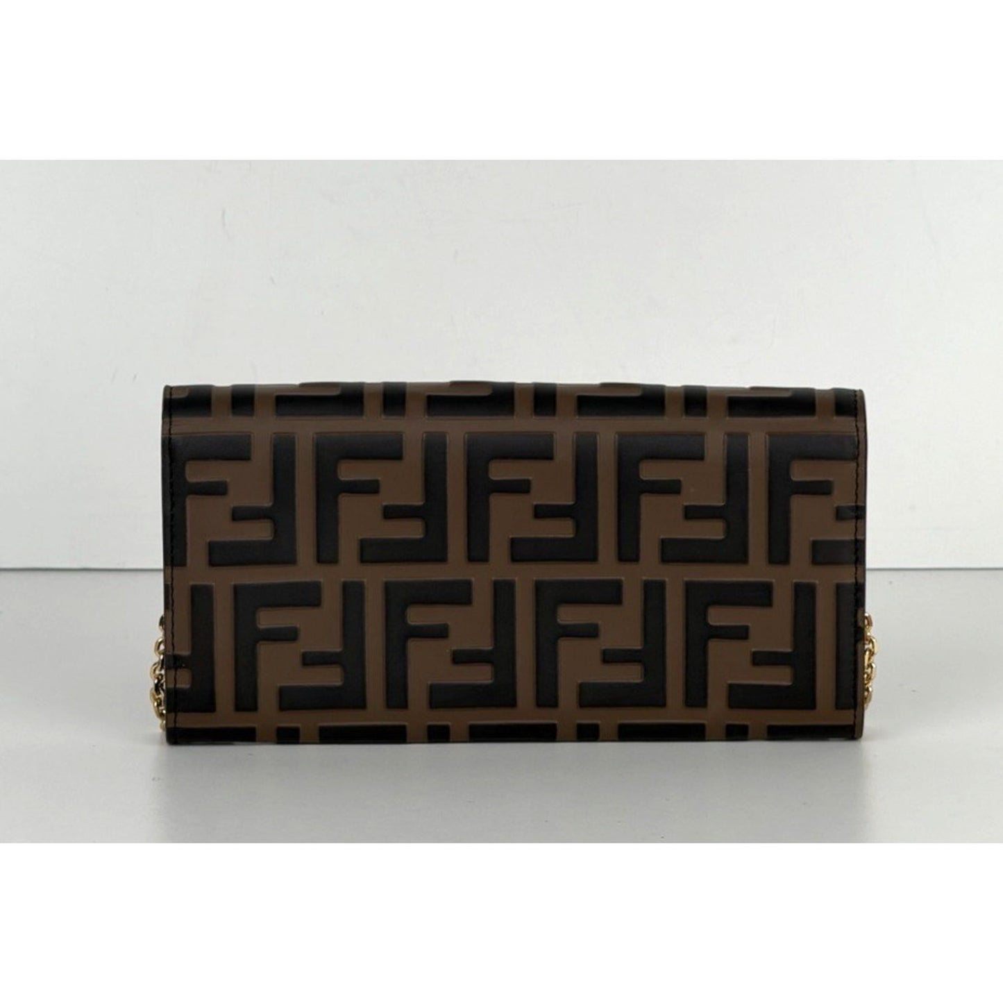 Fendi FF Diamonds Wallet on Chain Bag in Brown Leather Gold HW S08