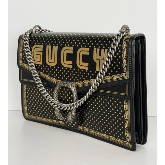 Gucci x Sega Dionysus Shoulder Bag Medium in Black Calfskin Leather S09