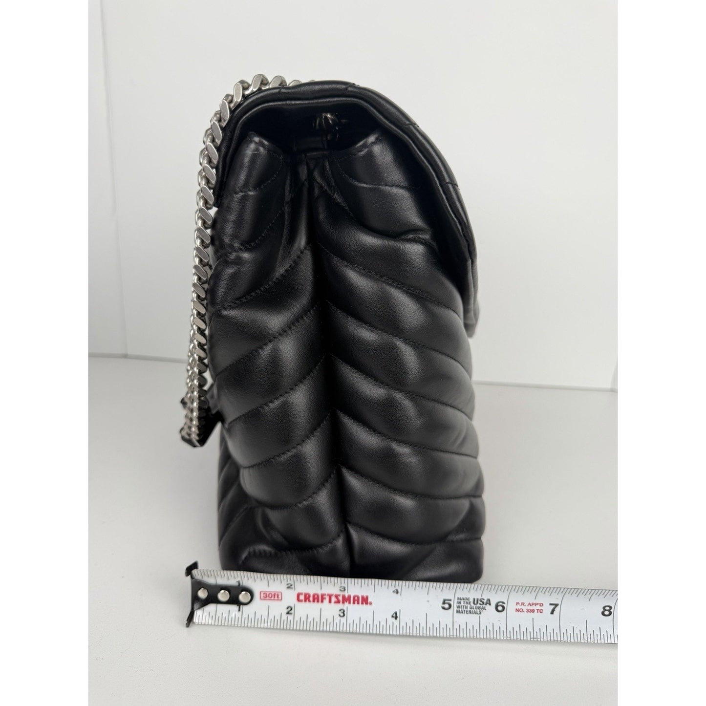 Saint Laurent Loulou Shoulder Bag Large Black Quilted Leather Silver Hardware B2