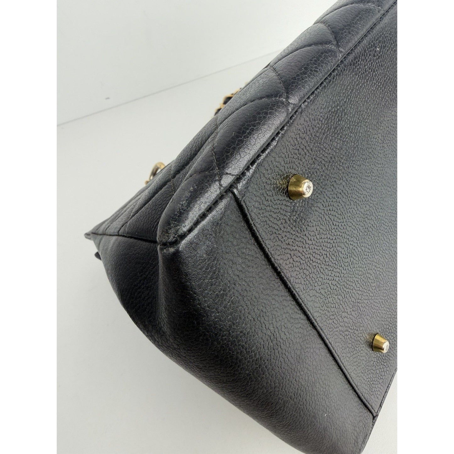 Chanel Grand Shopping Tote Bag in Quilted Black Caviar Leather 1996-1997 C6