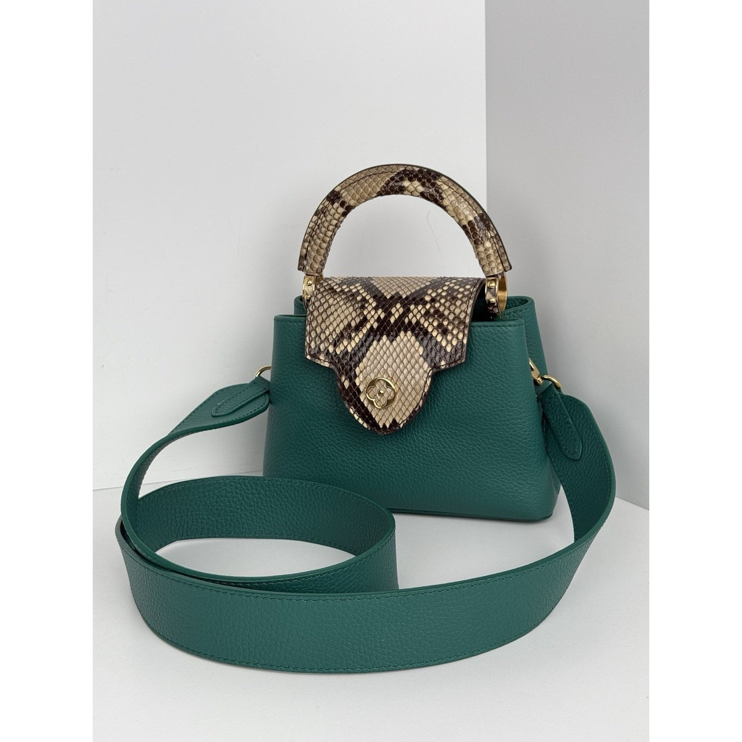 Louis Vuitton Capucines BB Python & Leather Bag Emerald Green with Gold HW B-2