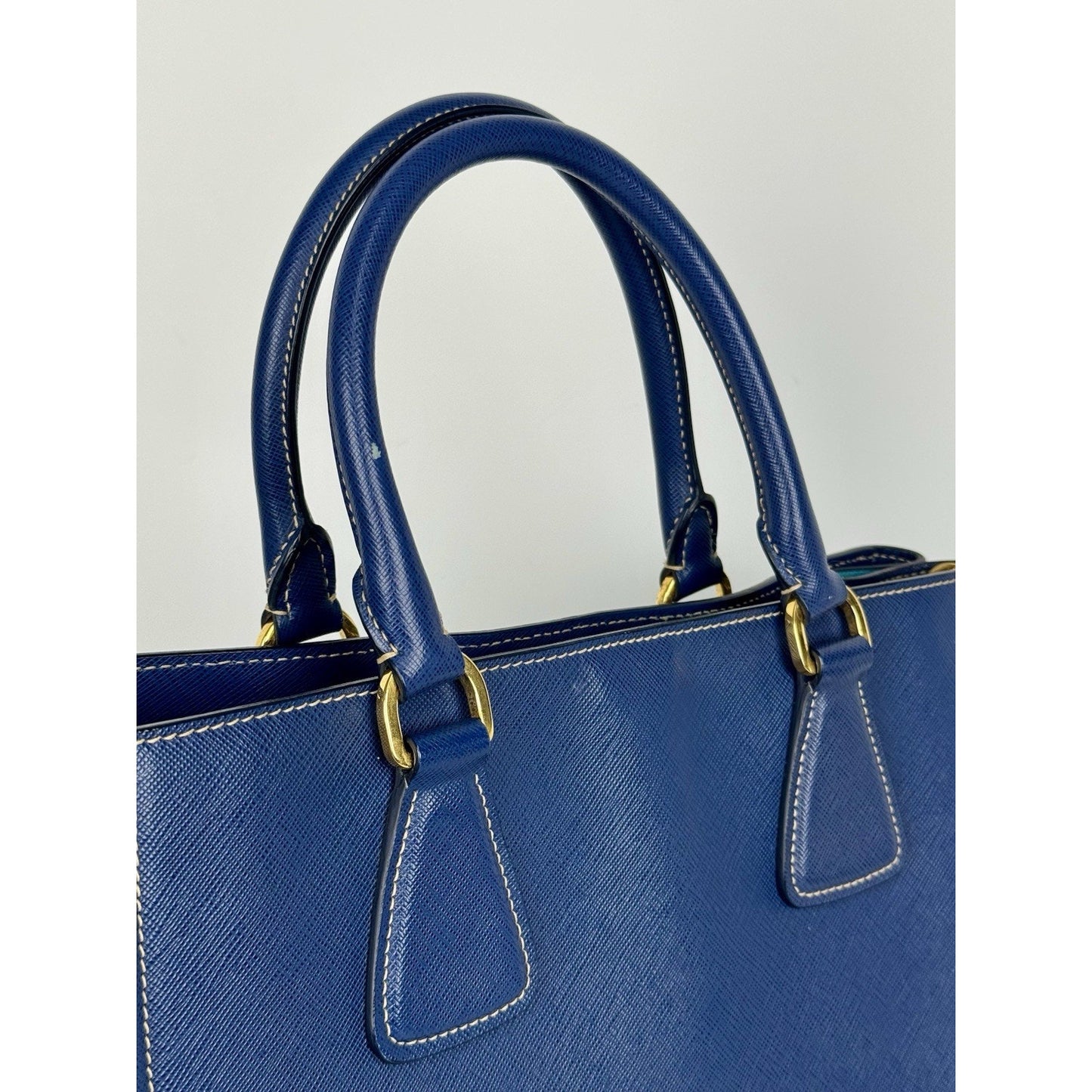 Prada Galleria Saffiano Lux Leather Two Tone Blue Tote C-9