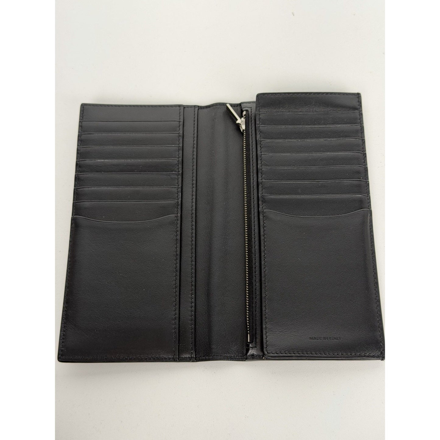 Celine Vertical Wallet Black Grained Calfskin Leather & Silver-Tone Hardware K2