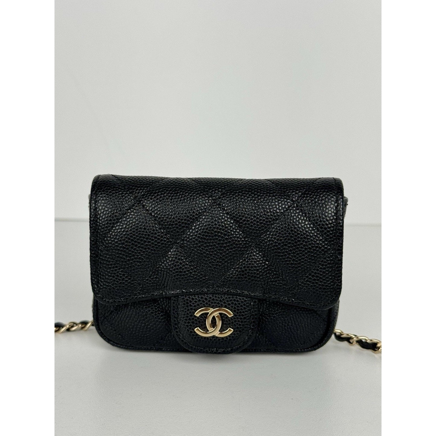 Chanel Classic Flap Chain Belt Bag Quilted Caviar Mini