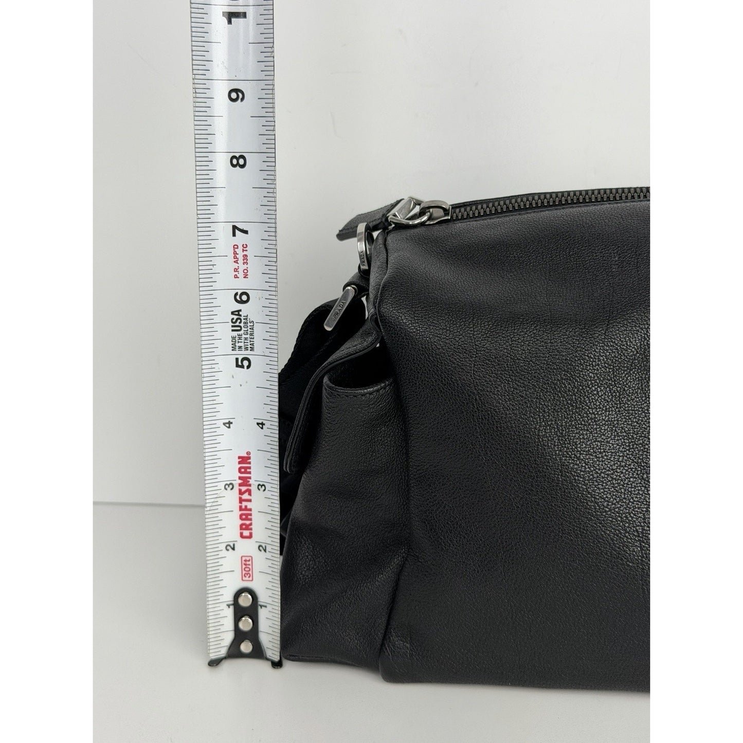 Prada Explore Leather Zip Messenger Bag in Black for Man Silver-Tone Hardware E4