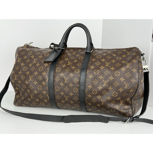 Louis Vuitton Keepall Bandouliere Bag Macassar Monogram Canvas 55