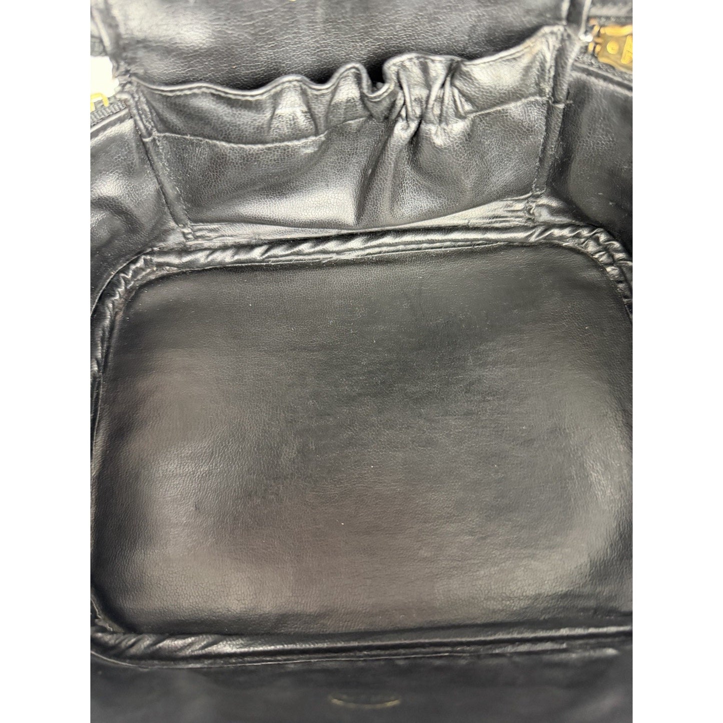Chanel Vanity Case Vintage Black Quilted Lambskin Top Handle 1989-1991 S11