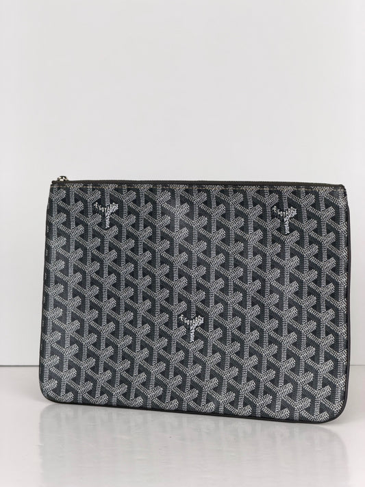 Goyard Sénat MM Pouch in Black Goyardine Canvas
