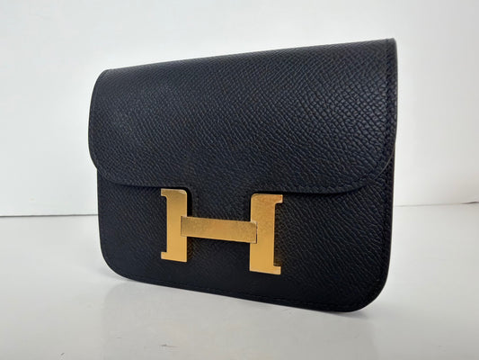 Hermès Constance Slim wallet in Noir Epsom leather with gold hardware