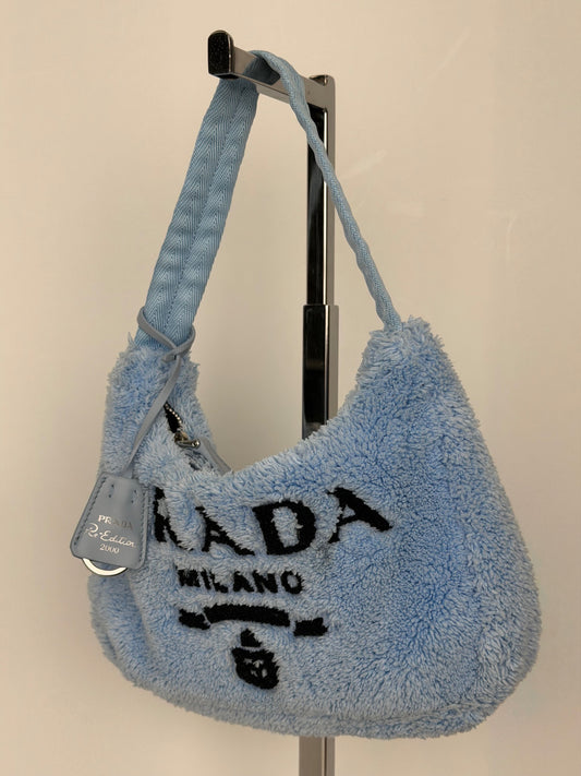 Prada Re-Edition 2000 Terry Mini Bag in Celeste light blue