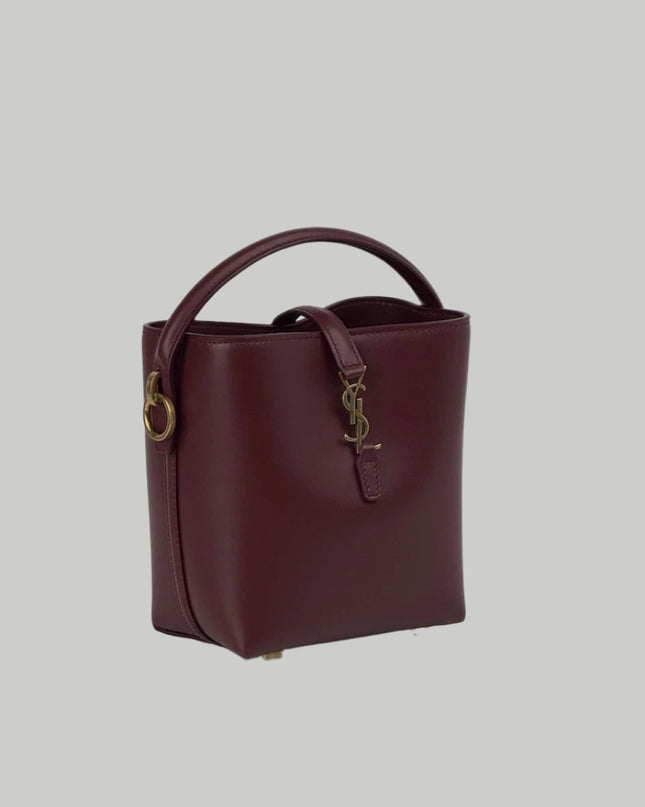 Saint Laurent LE 37 Mini Leather Dark Bordeaux Bucket Bag