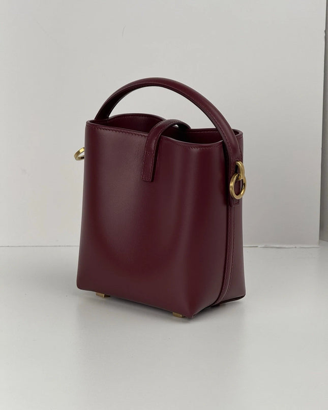 Saint Laurent LE 37 Mini Leather Dark Bordeaux Bucket Bag