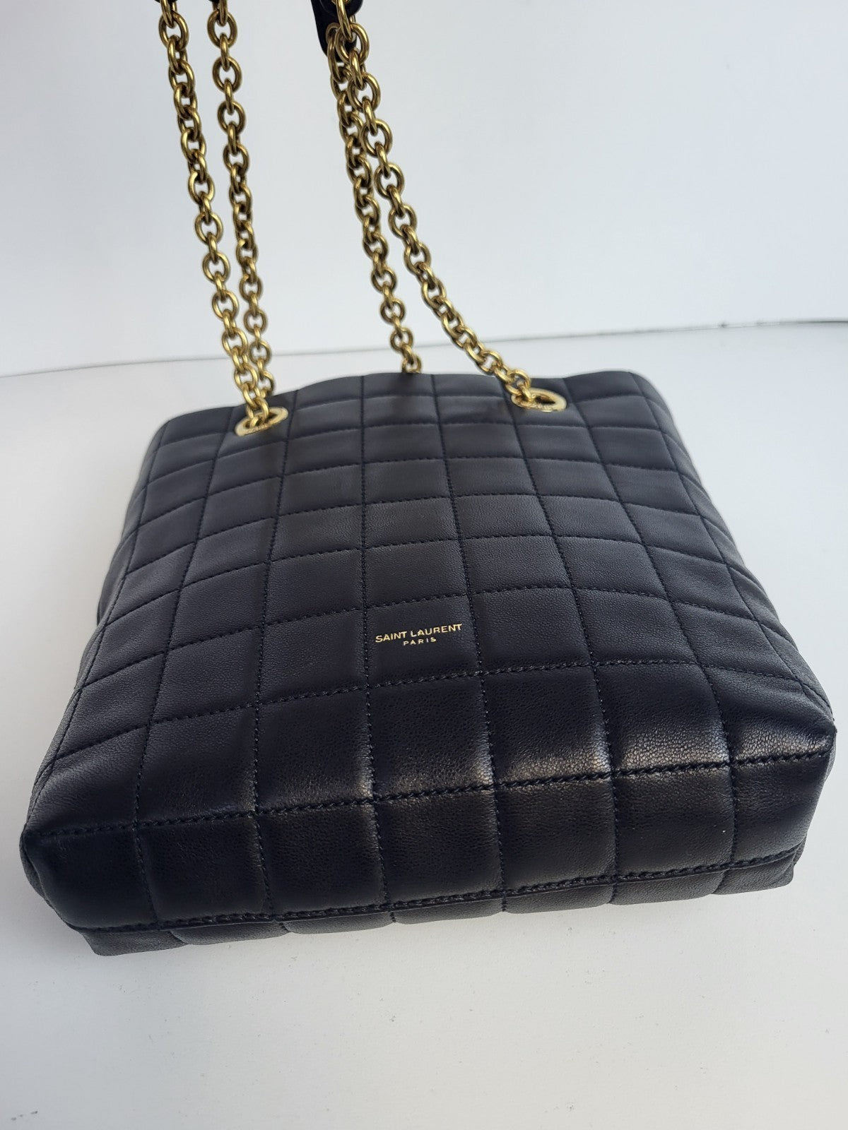 Saint Laurent Matelassé Carré Mini Tote Bag Black Lambskin