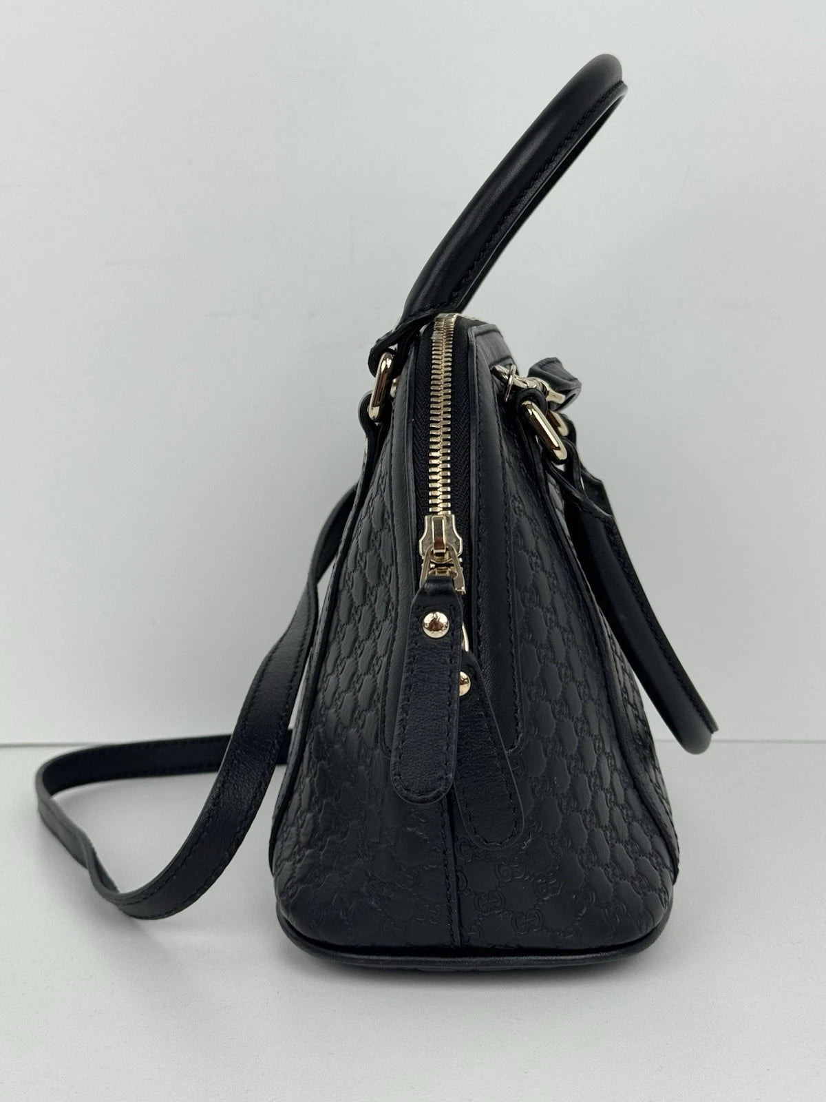 Gucci Microguccissima Mini Dome Satchel Black Leather Gold Hardware