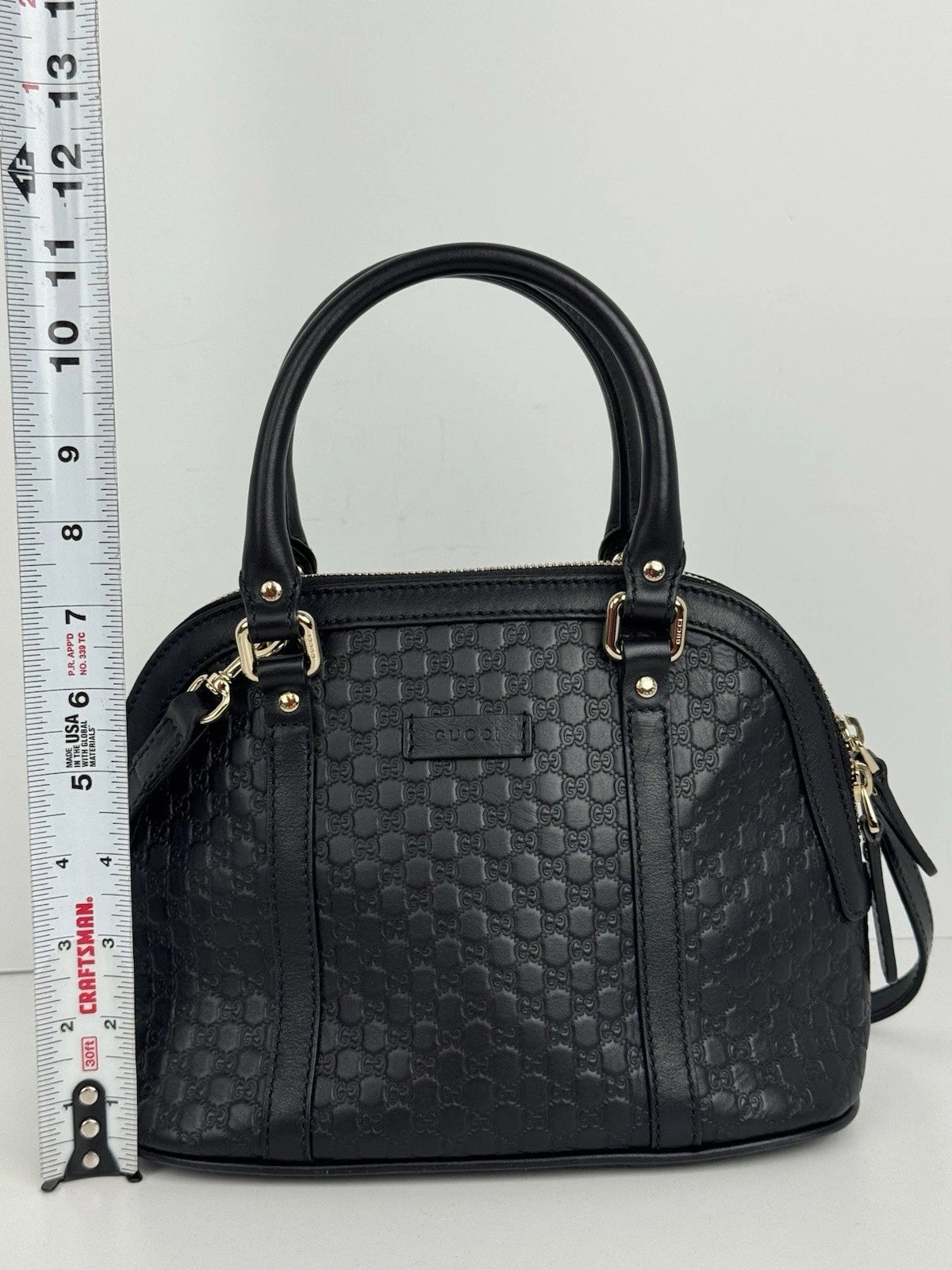 Gucci Microguccissima Mini Dome Satchel Black Leather Gold Hardware