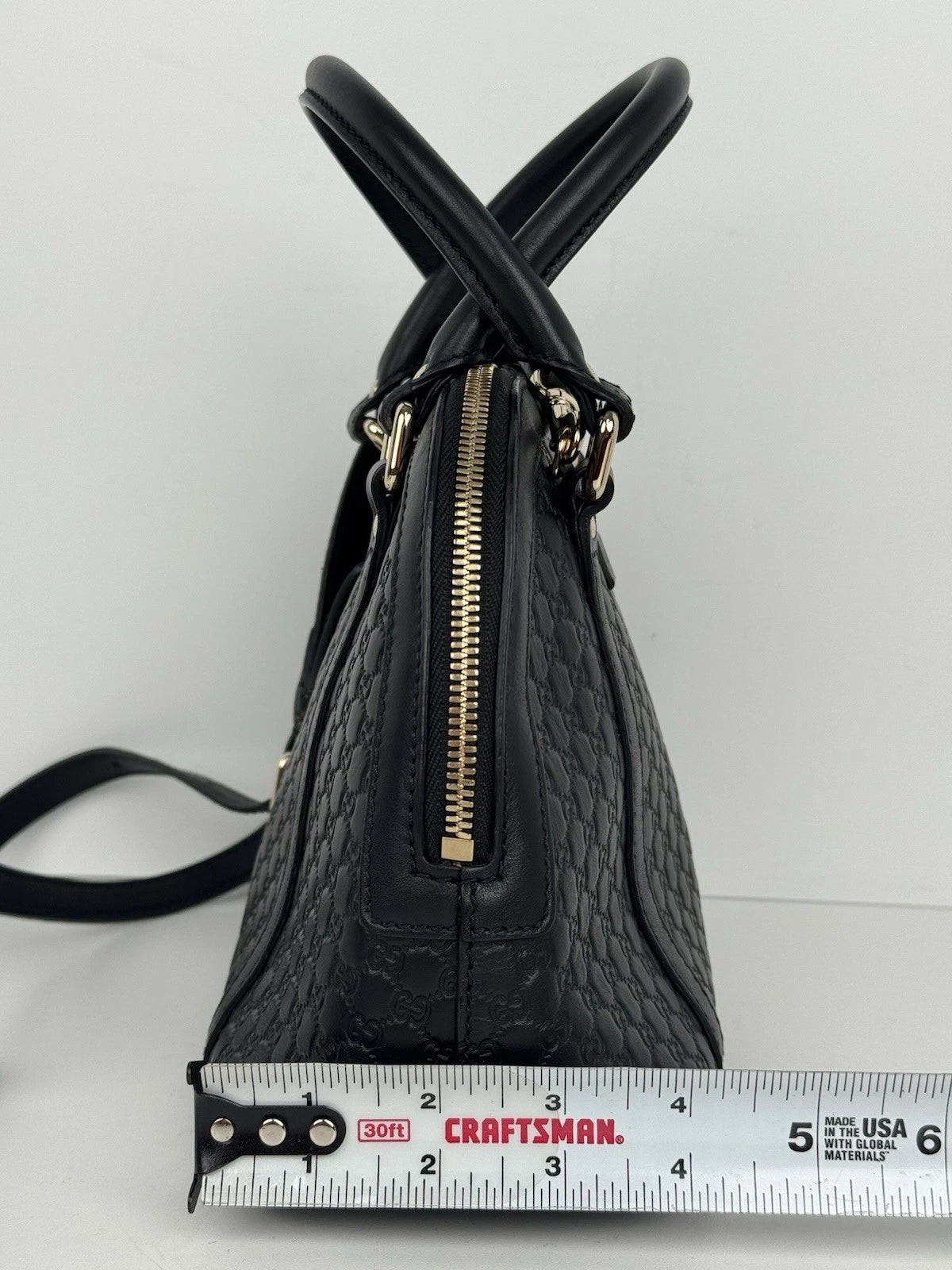Gucci Microguccissima Mini Dome Satchel Black Leather Gold Hardware