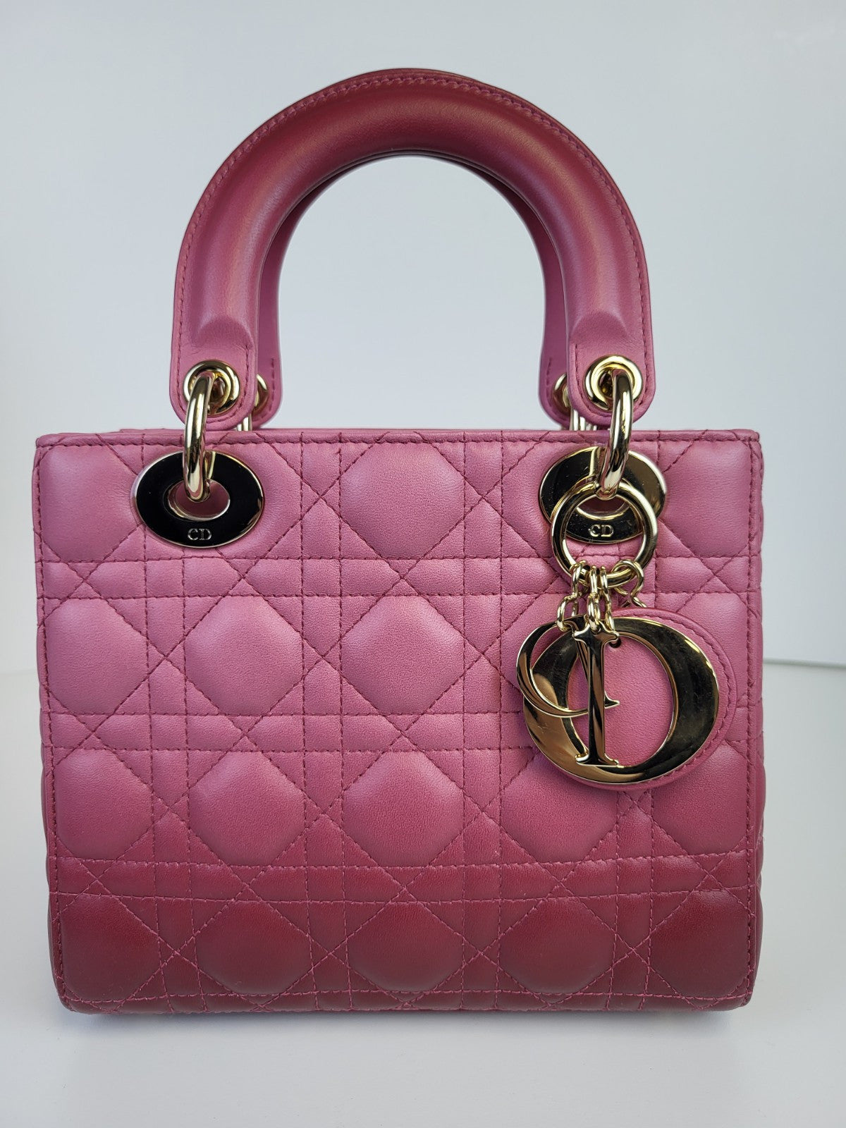 Dior Lady Dior  Ombre Pink Leather Small Shoulder Bag