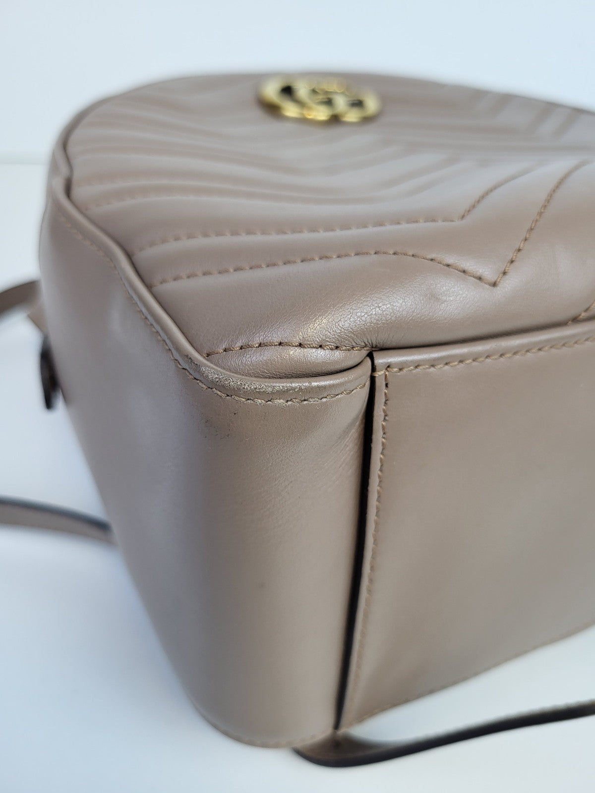 Gucci Beige Quilted Leather Marmont Backpack Bag