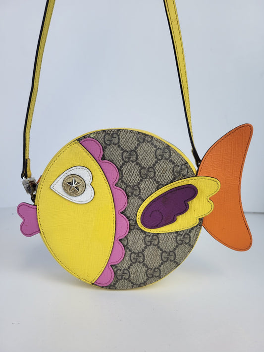 Gucci Girls' GG Supreme Fish Crossbody Bag