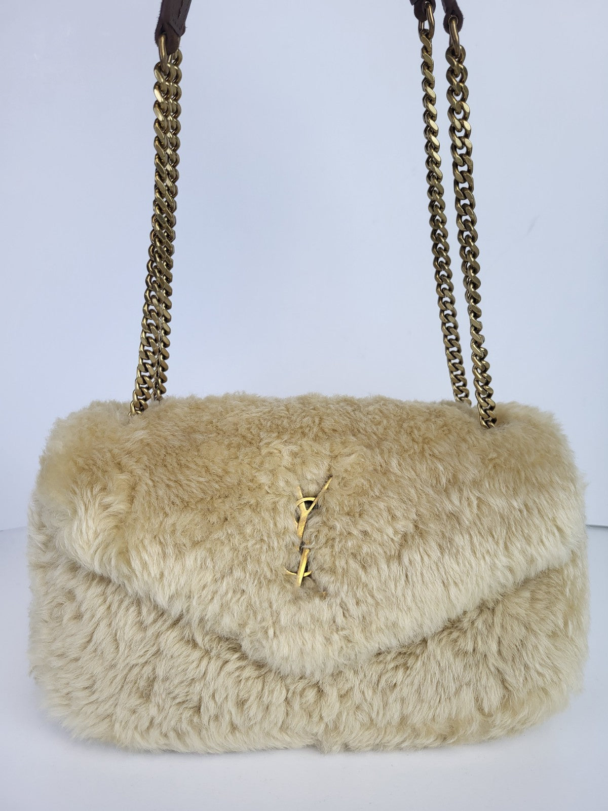 Saint Laurent Calypso Small Shearling Shoulde Bag