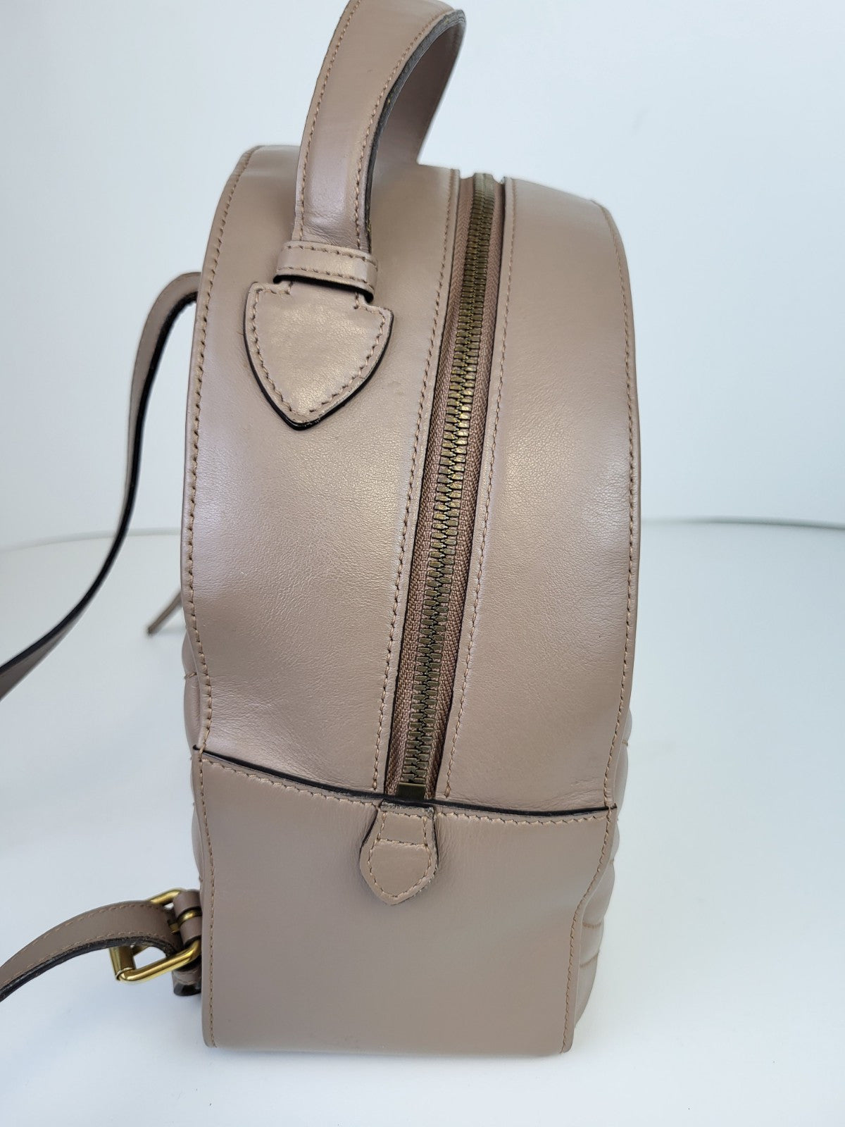 Gucci Beige Quilted Leather Marmont Backpack Bag
