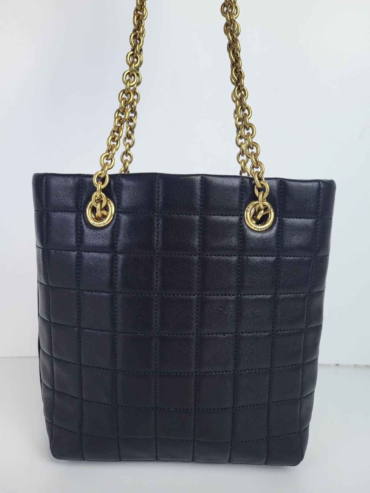 Saint Laurent Matelassé Carré Mini Tote Bag Black Lambskin